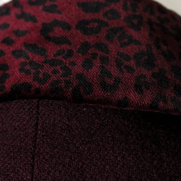 Vintage 1980s Noir Style Burgundy Wool Jacket with Leopard Print Trim - Picture 11 of 13